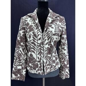 VTG Jones Wear Women’s Blazer Cotton Brown Floral Business Old Money Chic Sz 8